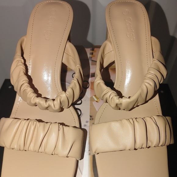 Coutgo Women's Tan Block Heel Sandals Size 9 - Picture 3 of 7